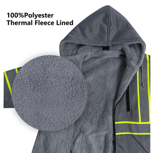 Breathable Reflective Safety Jacket High Vis Reflective Striping <b>Construction</b> Site Workwear Lightweight Zip Up Utility Safety - Product Image 5