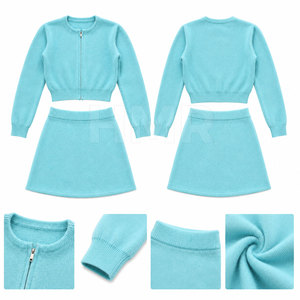 Ensemble jupe de tennis HMR Sisterhood Sorority 2 pièces avec haut court zippé à manches courtes et taille haute, personnalisable, vente en gros - Product Image 6
