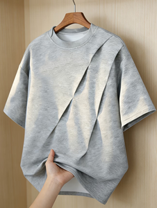 Camiseta informal de hip hop para hombre, talla grande, 260g, 100% algodón, cuello redondo, fabricada en Bangladesh. - Product Image 3