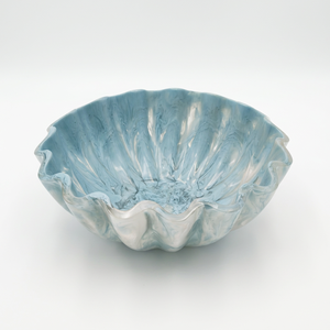 Resin Decorative <b>Bowl</b> Handmade Wholesale Custom OEM ODM <b>Blue</b> Marbled Fluted Serving Dish Tableware Kitchen DECORYUG - Product Image 1