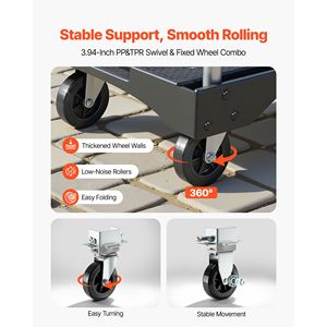 Carrello Pieghevole con Ruote Girevoli, Capacità 150 kg, Piattaforma Mobile per Trasporto - Product Image 3