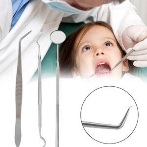 3-Piece Stainless Steel Manual Dental <b>Instrument</b> Kit Includes Teeth Scraper Mouth Mirror Probe Scaler By Grip Surgical - Product Image 2