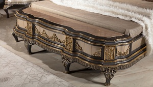 Luxury Solid Mahogany Wood Bedroom Set Royal Gold Carved King <b>Bed</b> with Grand Wardrobe, 2 Nightstands and Dressing <b>Table</b> Set - Product Image 3