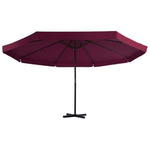 Parasol de jardin extra large en aluminium rouge bordeaux et bases - Product Image 2