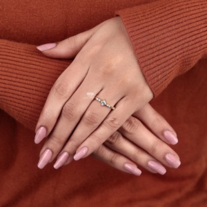 Princess Cut Lab Grown Diamond Engagement <b>Ring</b> 14K Gold Cluster Minimalist Dainty Bridal Slim Promise <b>Ring</b> Anniversary Gift Her - Product Image 2
