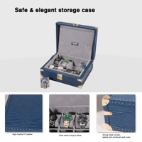 Boîte de rangement de voyage de luxe personnalisée à 8 emplacements en cuir PU fait main pour montres, avec logo gaufré et motif peau de crocodile
