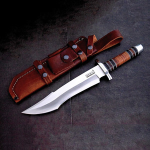 Cuchillo Bowie de Caza Hecho a Mano con Hoja de Acero Inoxidable, Mango de Madera, Grado Industrial, Hoja Única, para Supervivencia al Aire Libre - Product Image 1
