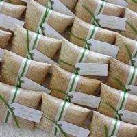 Dompet minimalis kualitas tinggi kerajinan anyaman bambu ramah lingkungan untuk kemasan kotak hadiah pernikahan dan suvenir/hadiah tamu