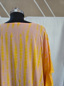 Vestido Kaftán Largo Oversize Tie Dye para Mujer, Corte Holgado, 100% Rayón, Ropa de Resort, Cómodo, Amarillo - Product Image 5