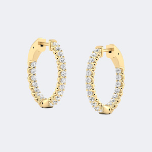 Pendientes de Aro con Diamantes de Corte Redondo de 1.10CTW con Engaste Compartido Tipo Eternity - Product Image 1