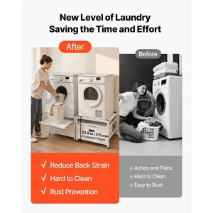 Supporto per Lavatrice e Asciugatrice con Vassoio Estraibile, Altezza 22,6 Pollici, 29 x 29 Pollici, Capacità di Carico 800 Libbre, Spazio per Cesti e Contenitori - Product Image 4