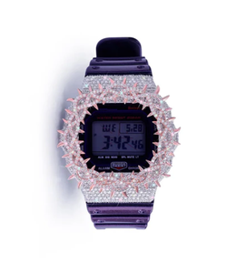 Luxury Women's Wristwatch Glass Dial Diamond Encrusted <b>Case</b> Spikes 38mm Stainless Steel/Moissanite Band 10 Bar Water Resistant - Product Image 1