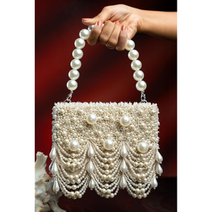 Sac de soirée de luxe fait main en perles avec poignée en perles, pochette vintage pour mariée et demoiselles d'honneur pour femmes - Product Image 4