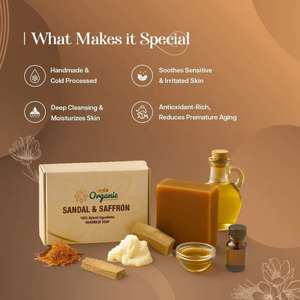 Jabón Natural de Sándalo 100g, Jabón Orgánico Hexa con Sándalo, Azafrán y Manteca de Karité - Product Image 2