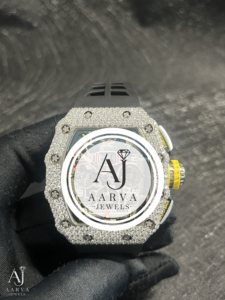 AARVA JEWELS Montre de plongée mécanique de luxe pour homme Miyota, boîtier polygone 44 mm, acier inoxydable, bracelet en caoutchouc 20 mm, chronographe analogique-numérique - Product Image 1
