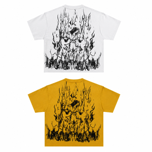 Black Men's T-<b>Shirt</b> With Blue <b>Flame</b> Print Back Design Short Sleeve O-Neck Street Style Regular Fit Cotton Jersey - Product Image 3