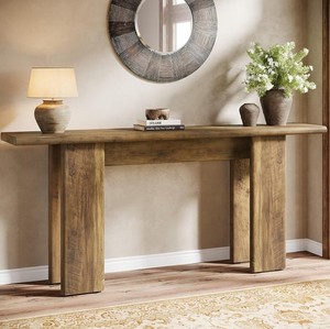 Mesa Consola de Madera Sólida, Mueble Moderno para Entrada, Pasillo o Sala de Estar con Base de Trípode, Diseño Escandinavo - Product Image 1