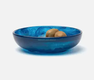 Lujo Aqua Swirl Marble Pattern Resina Ensalada Frutero Diseño superior para decoración del hogar Boda y fiestas Producto de la mejor calidad - Product Image 5