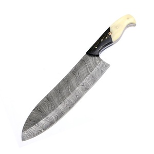 Custom Hand Forged Damascus Chef <b>Knife</b> with Leather Sheath Resin <b>Bone</b> <b>Handle</b> Professional Kitchen <b>Knife</b> OEM ODM Wholesale - Product Image 2