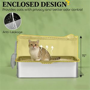 Cestino per Rifiuti in Acciaio Inossidabile Nero, Lettiera per Gatti e Accessori - Product Image 2