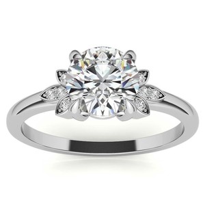 Round Cut Moissanite <b>Ring</b> 925 Sterling <b>Silver</b> White Gold Plated Engagement Wedding Bridal <b>Solitaire</b> Promise <b>Ring</b> Elegant Jewelry - Product Image 1