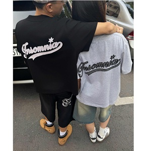 100% Cotton Silk Screen Printed 3D Embroidery Eco-Friendly Breathable Customizable OEM ODM Oversized Unisex Short Sleeve T-<b>Shirt</b> - Product Image 5