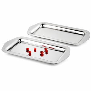 Bandeja ovalada de acero inoxidable pulido al por mayor para servir bebidas en hoteles, restaurantes y bares. - Product Image 2