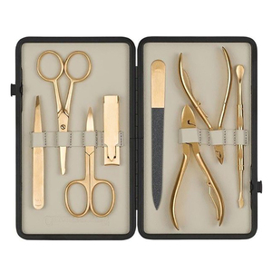 Ensemble de manucure et pédicure professionnel de haute qualité en acier inoxydable plaqué or, réutilisable, 4 en 1, coupe-ongles, logo personnalisé - Product Image 4
