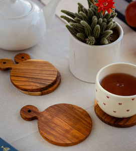 Wood Coaster Home Office or Christmas Paw Design Coaster Antique-Style Custom Engraved Logo Wood Coaster Best Price - Product Image 4