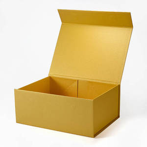 Luxury A5 Magnetic Closure Gift Box with Ribbon Deep Yellow Golden <b>Paper</b> <b>Packaging</b> Box Set - Product Image 4