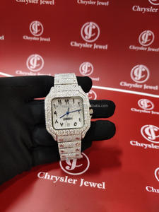 Montre de luxe antique en acier inoxydable pour homme, qualité supérieure, clarté VVS, moissanite et diamants, cadran carré clouté entièrement glacé - Product Image 6