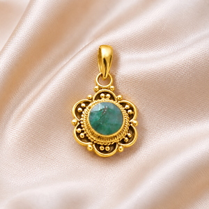 Vintage Natural Green <b>Emerald</b> Flower <b>Pendant</b> Necklace 925 Sterling Silver Rose Gold Yellow Gold Plated Handmade Gemstone Jewelry - Product Image 3