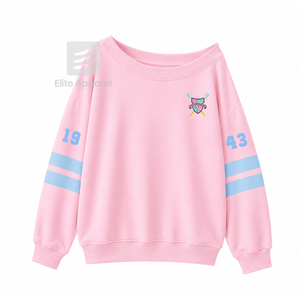 Sweat-shirt universitaire respirant personnalisé Gamma Phi Delta Sorority avec logo brodé sur le devant, bleu ciel rose, manches longues pour femme - Product Image 1