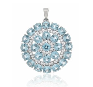 Rhaya Jewels – pendentif fleur en topaze bleue 100% naturelle pour femme, micro-insertion en argent sterling plaqué rhodium, cadeau minimaliste et raffiné - Product Image 1