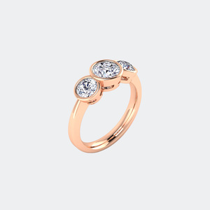 แหวนเพชรเม็ดเดี่ยวทรงกลม 1.55 กะรัต ฝังแบบเบเซล 3 เม็ด เพชรเลี้ยงในห้องปฏิบัติการ ชุบทอง 9K สี E รับรองโดย IGI - Product Image 6