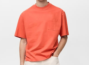 เสื้อยืดผู้ชายสีส้มแบรนด์สั่งทำพิเศษ เสื้อผ้าหนานุ่ม พิมพ์ลายสกรีน ตัดเย็บอย่างดี เสื้อยืดทรงบ็อกซี่สุดหรู - Product Image 3