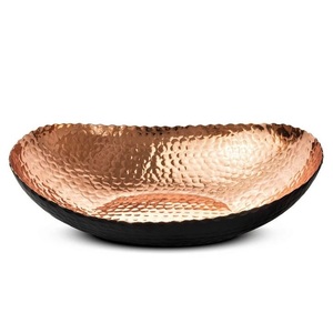 Elegant Nickel-Plated Serving Bowl Handcrafted Hammered Metal Salad Bowl for Parties <b>Tabletop</b> Decor with Nature-Inspired Stand - Product Image 4