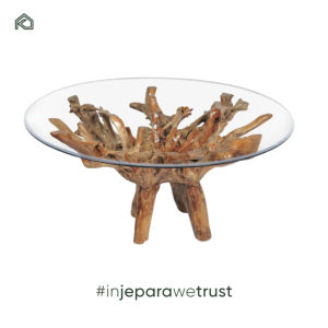 Mesa de Té de Vidrio Exótico con Raíz de Teca Indonesia, la Más Vendida, para Uso en Hoteles al Aire Libre, Muebles Contemporáneos, Ecológicos y Duraderos - Product Image 3