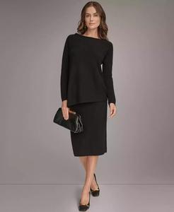 Maglione Poncho in Cashmere con orlo asimmetrico da Donna | Donna Karan New York - Product Image 4