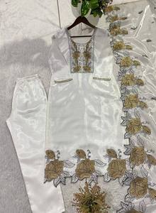 Conjunto de Traje Salwar Étnico JMY para Mujer, Bordado en Seda, con Pantalón y Dupatta, Colección Festiva para Bodas - Product Image 1