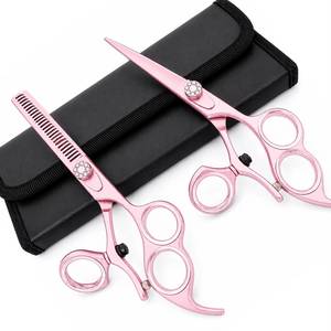 Ensemble de ciseaux à cheveux roses, lame tranchante en acier inoxydable, pour droitiers, manche long, utilisation en salon, réutilisable, léger - Product Image 6