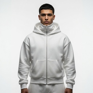 Hoodie tendance de qualité supérieure, vente en gros, en molleton 100% coton épais, avec fermeture éclair, style streetwear ou décontracté, unisexe - Product Image 4