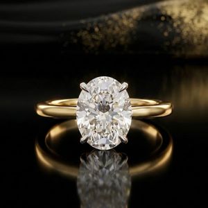 Anillo de Compromiso de Moissanita VVS de Alta Calidad, Certificado IGI, Plata de Ley 925, Chapado en Oro, Engaste de Garras, Joyería Clásica para Mujer - Product Image 1