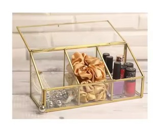 Trendy Metal Glass Jewelry Box <b>Storage</b> Organizer for Rings Earrings Necklace <b>Dressing</b> <b>Table</b> - Product Image 4