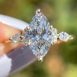 Anillo de plata 925 con corte marquesa, diamante moissanita solitario con claridad VS1, anillo de compromiso, joyería de boda para mujer - Product Image 1
