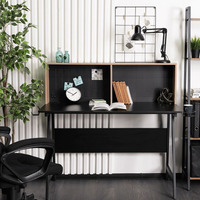 Bureau de jeu pour ordinateur avec panneau perforé, porte-gobelet et crochets pour casque, idéal pour salle de jeu à domicile et bureau d'e-sport