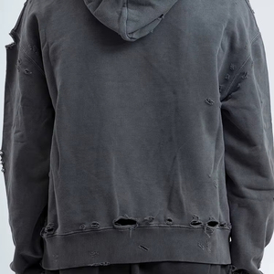 Oem Unisex Vintage Wash Hoodie Custom Stone Washed Heavyweight 100_ Cotton 500gsm Heavy Weight Distressed Hoodie - Product Image 4