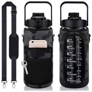 Bouteille d'eau multifonctionnelle portable pour le sport en plein air de 2000 ml avec sangle de transport et étui de protection - Product Image 2