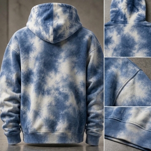 Sudadera con Capucha Tie-Dye para Hombre ONEAPEX, Corte Regular, Algodón French Terry, Informal, con Bolsillo Delantero, para Otoño - Product Image 6