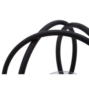 Porte-bougie sphérique en métal noir de style moderne avec des anneaux entrecroisés et une insert cylindrique en verre transparent - Product Image 3